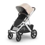 UPPAbaby Vista V3 Stroller - Full-Size Single-to-Double Stroller System - Toddler Seat. Bug Shield. Rain Shield. and Storage Bag Included - Declan (Oat Mélange/Silver Frame/Chestnut Leather)