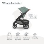 UPPAbaby Vista V3 Stroller - Full-Size Single-to-Double Stroller System - Toddler Seat. Bug Shield. Rain Shield. and Storage Bag Included - Gwen (Green Mélange/Carbon Frame/Saddle Leather) - Image 2
