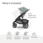 UPPAbaby Vista V3 Stroller - Full-Size Single-to-Double Stroller System - Toddler Seat. Bug Shield. Rain Shield. and Storage Bag Included - Kenzi (Mystic Aqua/Carbon Frame/Saddle Leather) - Image 2