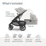 UPPAbaby Vista V3 Stroller + Bassinet V3 - Convertible Single-to-Double Stroller System- Bassinet. Toddler Seat. Bug Shield. Rain Shield Included - Savannah (Pearl Gray/Carbon Frame/Chestnut Leather) - Image 2