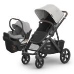 UPPAbaby Travel System - Vista V3 Stroller + Aria Lightweight Car Seat Combo - Toddler Seat. Car Seat. Base with Load Leg + Infant Insert Included – Savannah (Pearl Grey Jacquard) + Anthony (Grey)