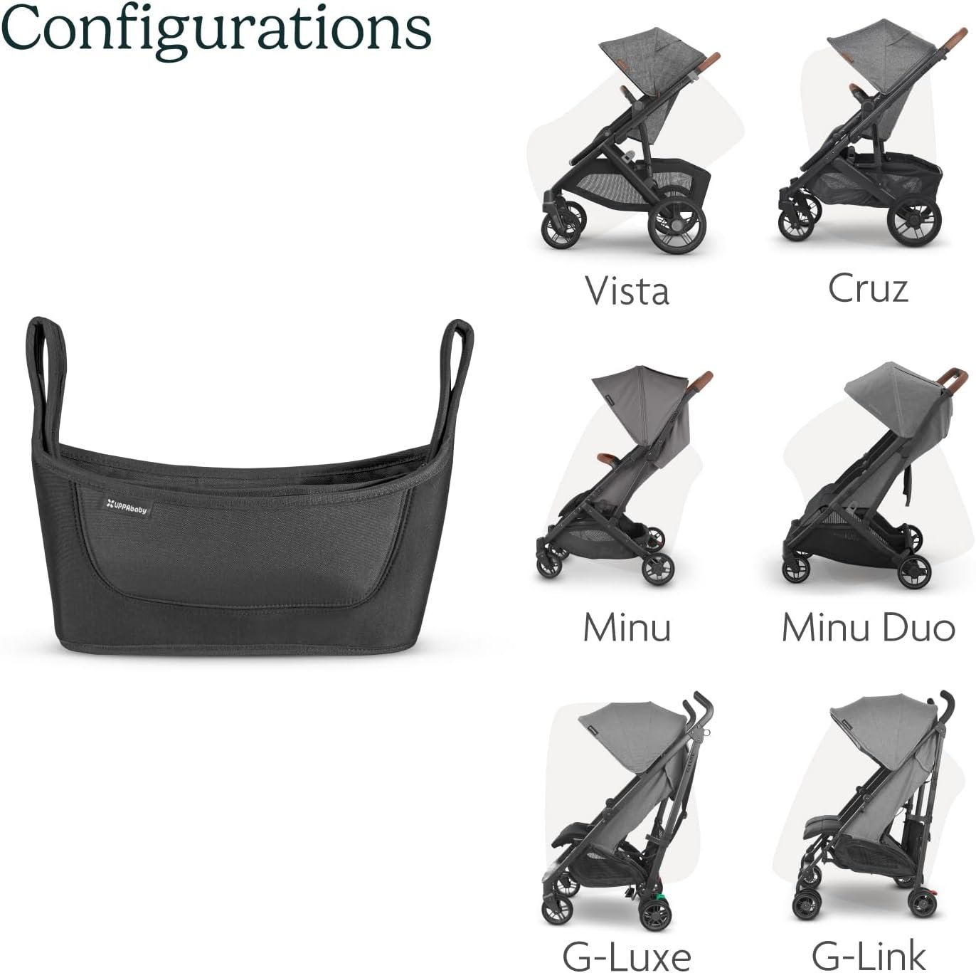 61KBcyKBFgL._AC_SL1500_.jpg UPPAbaby Carry-All Parent Organizer / Fits on Vista. Cruz. Minu. Minu Duo. G-Series Strollers / Secure Zippered Pocket + Beverage Compartments - Image 5