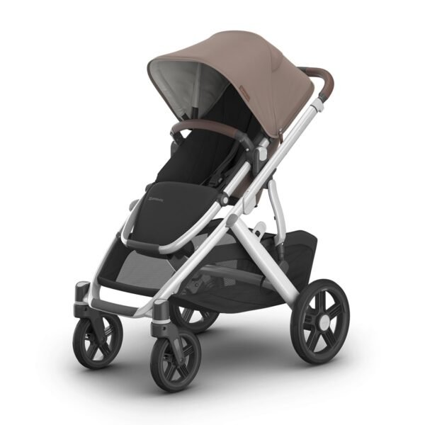 UPPAbaby Vista V3 Stroller - Full-Size Single-to-Double Stroller System - Toddler Seat. Bug Shield. Rain Shield. and Storage Bag Included - Theo (Dark Taupe/Silver Frame/Chestnut Leather)