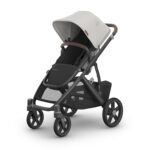 UPPAbaby Vista V3 Stroller - Full-Size Single-To-Double Stroller System - Toddler Seat. Bug Shield. Rain Shield. and Storage Bag Included - Savannah (Pearl Gray Jacquard/Carbon Frame/Chestnut Leather)