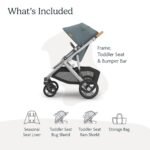 UPPAbaby Vista V3 Stroller - Full-Size Single-to-Double Stroller System - Toddler Seat. Bug Shield. Rain Shield. and Storage Bag Included - Callum (Stone Blue/Silver Frame/Sand Leather) - Image 2