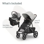 UPPAbaby Travel System - Vista V3 Stroller + Aria Lightweight Car Seat Combo - Toddler Seat. Car Seat. Base with Load Leg + Infant Insert Included – Savannah (Pearl Grey Jacquard) + Anthony (Grey) - Image 2