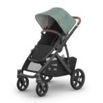 UPPAbaby Vista V3 Stroller - Full-Size Single-to-Double Stroller System - Toddler Seat. Bug Shield. Rain Shield. and Storage Bag Included - Gwen (Green Mélange/Carbon Frame/Saddle Leather)