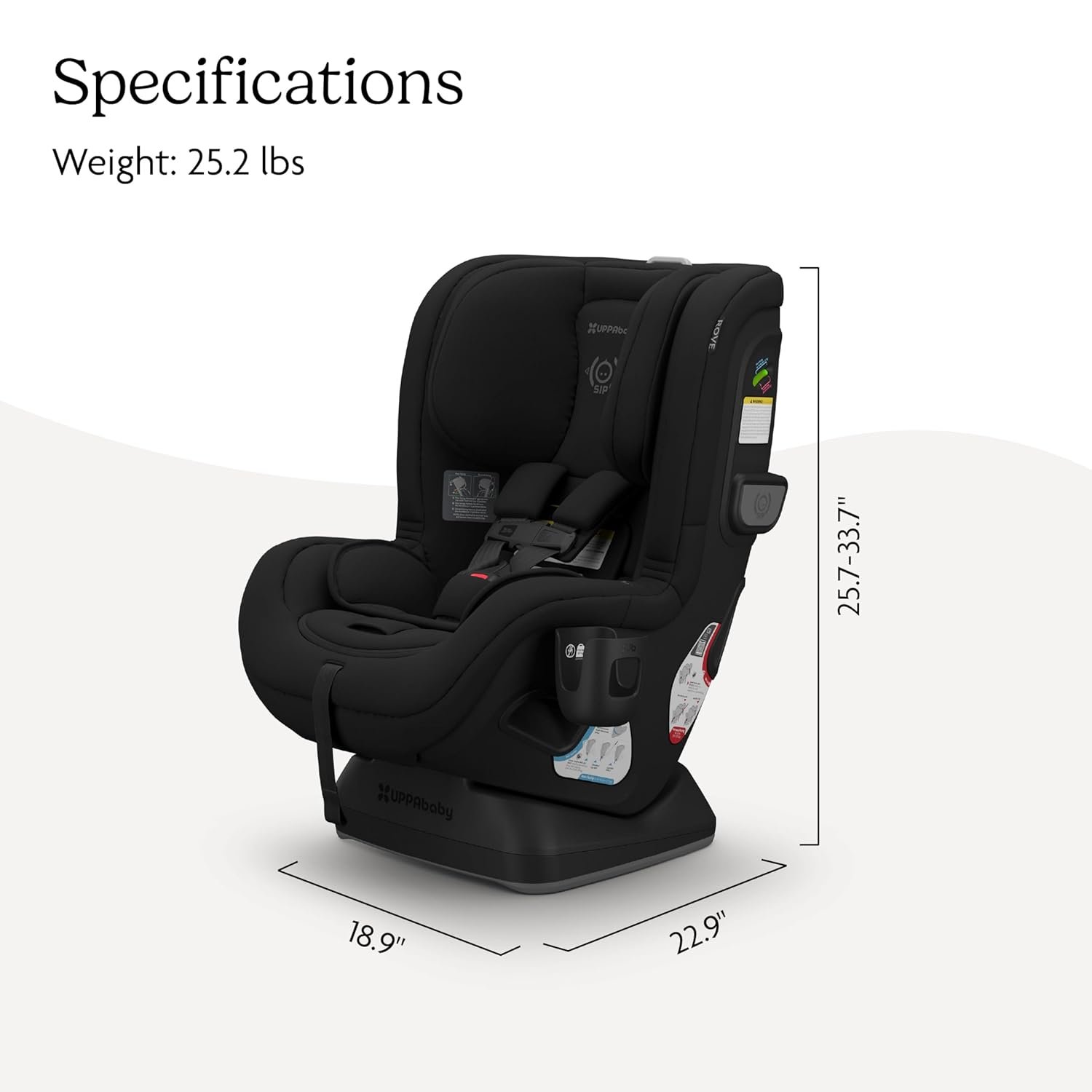 61W3RKHOVRL._SL1500_.jpg UPPAbaby Rove Convertible Car Seat - 2-in-1 Rear + Forward Facing - Quick + Secure 3-Step Install - Intuitive Safety Technology + Comfort Features - Cup Holder Included - Jake (Black Mélange) - Image 7