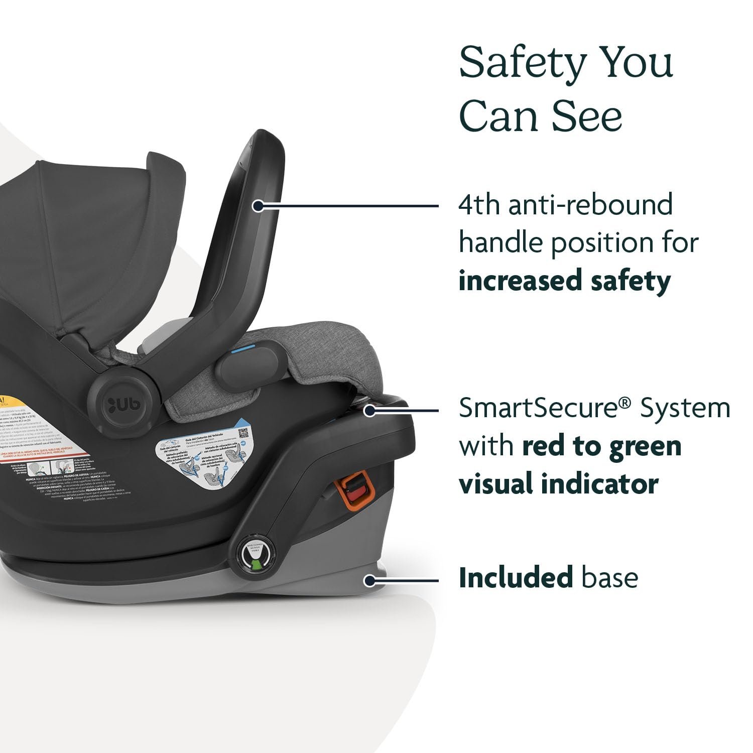 Version 1.0.0 UPPAbaby Mesa V2 Infant Car Seat/Easy Installation/Innovative SmartSecure Technology/Base + Robust Infant Insert Included/Direct Stroller Attachment/Greyson (Charcoal Mélange) - Image 4