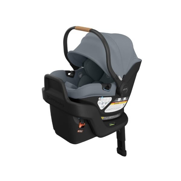UPPAbaby Aria V2 Lightweight Infant Car Seat - Just Under 6 lbs - Base with Load Leg + Infant Insert + All-Weather FootCover Included - Direct Stroller Attachment - Callum (Stone Blue)
