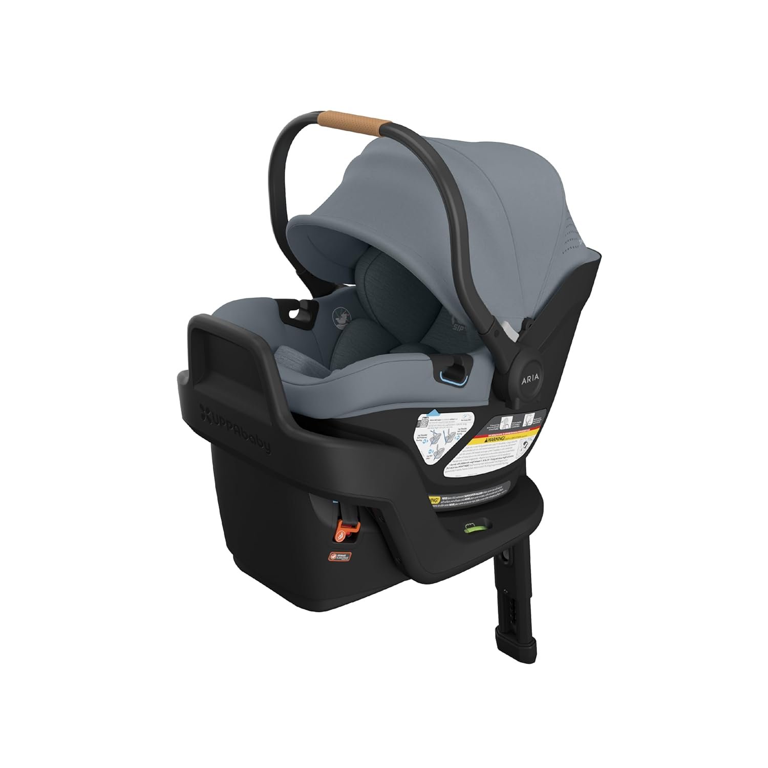 61dnZNERkGL._SL1500_.jpg UPPAbaby Aria V2 Lightweight Infant Car Seat - Just Under 6 lbs - Base with Load Leg + Infant Insert + All-Weather FootCover Included - Direct Stroller Attachment - Callum (Stone Blue) - Image 1