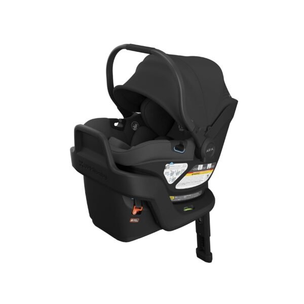 UPPAbaby Aria V2 Lightweight Infant Car Seat - Just Under 6 lbs - Base with Load Leg + Infant Insert + All-Weather FootCover Included - Direct Stroller Attachment - Jake (Charcoal/Black Leather)