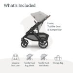 UPPAbaby Vista V3 Stroller - Full-Size Single-To-Double Stroller System - Toddler Seat. Bug Shield. Rain Shield. and Storage Bag Included - Savannah (Pearl Gray Jacquard/Carbon Frame/Chestnut Leather) - Image 2
