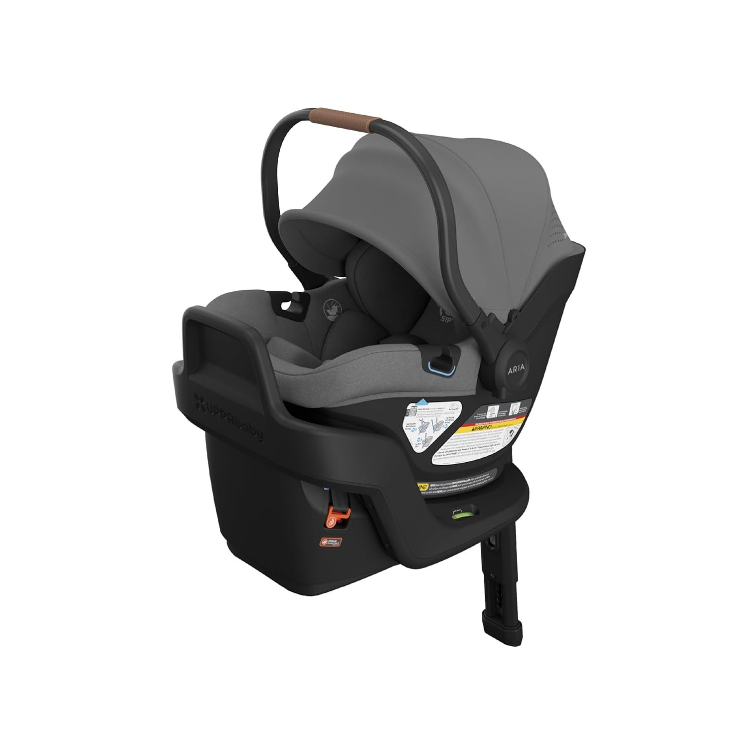61pxKgINnJL._SL1500_.jpg UPPAbaby Aria V2 Lightweight Infant Car Seat - Just Under 6 lbs - Base with Load Leg + Infant Insert + All-Weather FootCover Included - Direct Stroller Attachment - Greyson (Charcoal Mélange) - Image 1