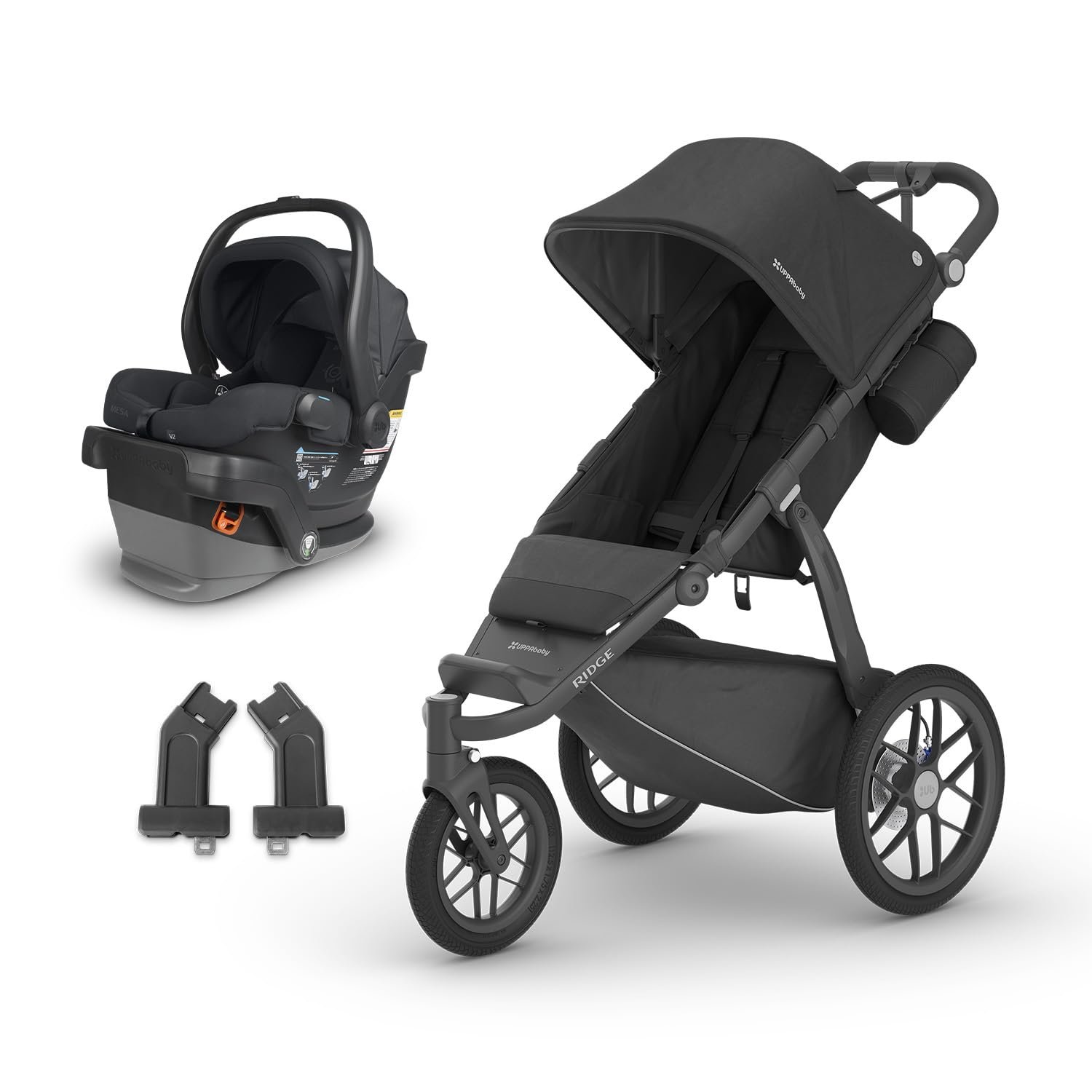 Version 1.0.0 UPPAbaby Travel System – Ridge Stroller + Mesa V2 Infant Car Seat Combo - Toddler Seat. Rain Shield. Bug Shield. Car Seat. Base with Load Leg + Infant Insert Included – Jake (Charcoal) - Image 1