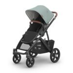 UPPAbaby Vista V3 Stroller - Full-Size Single-to-Double Stroller System - Toddler Seat. Bug Shield. Rain Shield. and Storage Bag Included - Kenzi (Mystic Aqua/Carbon Frame/Saddle Leather)