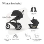 UPPAbaby Travel System – Ridge Stroller + Aria Lightweight Car Seat Combo - Toddler Seat. Rain Shield. Bug Shield. Car Seat. Base with Load Leg + Infant Insert Included – Jake (Charcoal) - Image 2
