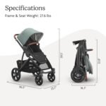 UPPAbaby Vista V3 Stroller - Full-Size Single-to-Double Stroller System - Toddler Seat. Bug Shield. Rain Shield. and Storage Bag Included - Kenzi (Mystic Aqua/Carbon Frame/Saddle Leather) - Image 7