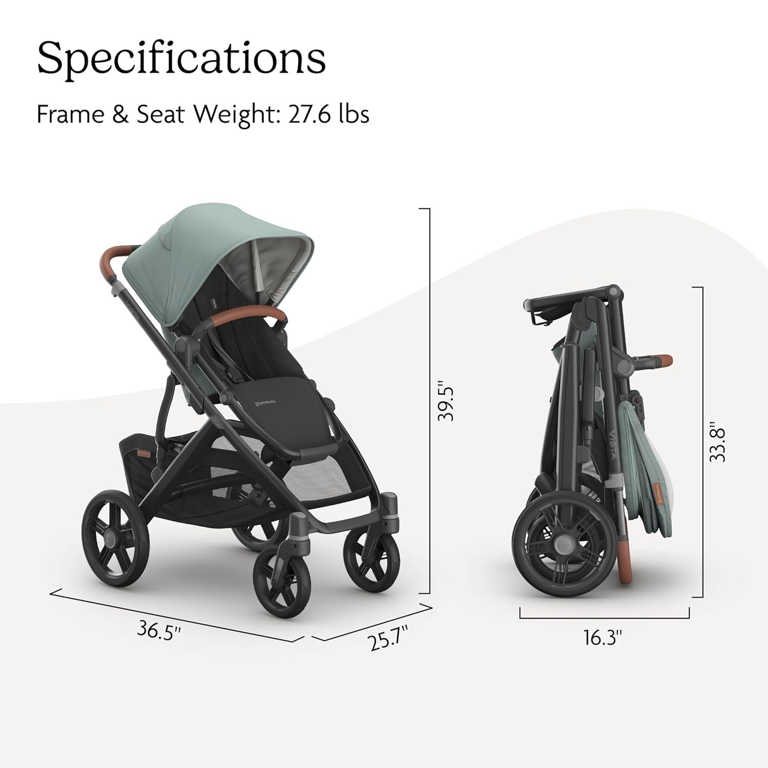 71-7bpa1IYL._SL1500_.jpg UPPAbaby Vista V3 Stroller - Full-Size Single-to-Double Stroller System - Toddler Seat. Bug Shield. Rain Shield. and Storage Bag Included - Kenzi (Mystic Aqua/Carbon Frame/Saddle Leather) - Image 7