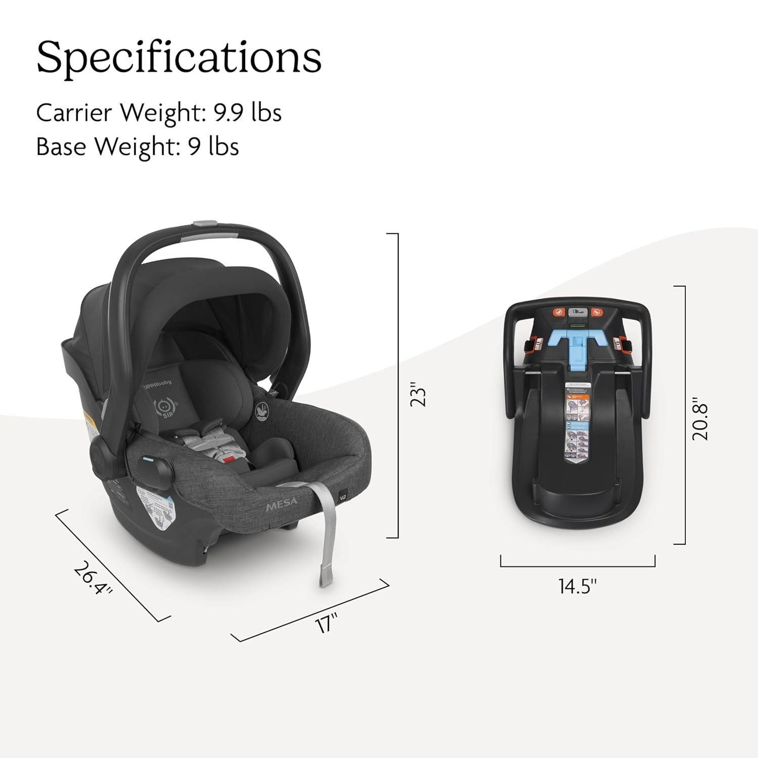 71-lWA7m-3L._SL1500_.jpg UPPAbaby Mesa V2 Infant Car Seat/Easy Installation/Innovative SmartSecure Technology/Base + Robust Infant Insert Included/Direct Stroller Attachment/Greyson (Charcoal Mélange) - Image 7
