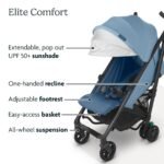 UPPAbaby G-Luxe Umbrella Stroller/Lightweight Design for Easy Travel/One-Step Fold + Recline/XL Basket + Canopy/Cup Holder Included/Charlotte (Coast Blue Mélange/Carbon Frame) - Image 4