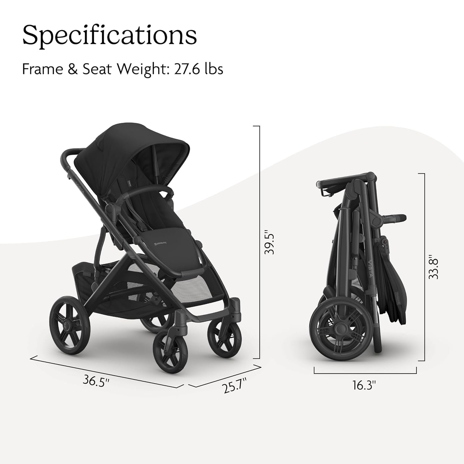 713L14svujL._SL1500_.jpg UPPAbaby Vista V3 Stroller - Full-Size Single-to-Double Stroller System - Toddler Seat. Bug Shield. Rain Shield. and Storage Bag Included - Jake (Charcoal/Carbon Frame/Black Leather) - Image 7