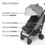 UPPAbaby G-Luxe Umbrella Stroller/Lightweight Design for Easy Travel/One-Step Fold + Recline/XL Basket + Canopy/Cup Holder Included/Greyson (Charcoal Mélange/Carbon Frame) - Image 4