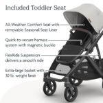 UPPAbaby Vista V3 Stroller + Bassinet V3 - Convertible Single-to-Double Stroller System- Bassinet. Toddler Seat. Bug Shield. Rain Shield Included - Savannah (Pearl Gray/Carbon Frame/Chestnut Leather) - Image 4