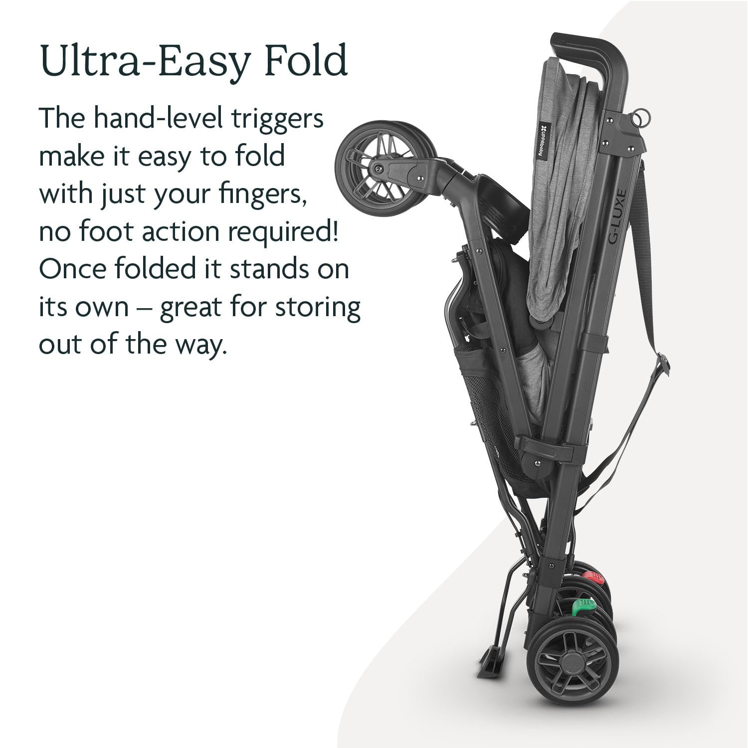Version 1.0.0 UPPAbaby G-Luxe Umbrella Stroller/Lightweight Design for Easy Travel/One-Step Fold + Recline/XL Basket + Canopy/Cup Holder Included/Greyson (Charcoal Mélange/Carbon Frame) - Image 5