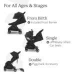 UPPAbaby Minu V3 Travel Stroller | Lightweight + Compact Design | One-Hand Fold + Unfold | from Birth + Overhead Compatible | Dillan (Stone Blue/Carbon Frame/Sand Leather) - Image 6