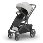 UPPAbaby Cruz V3 Stroller - from Birth + Car Seat Compatible - Full-Size. Reversible Seat - Infant Insert. Bug and Rain Shields Included - Savannah (Pearl Gray Jacquard/Carbon Frame/Chestnut Leather)