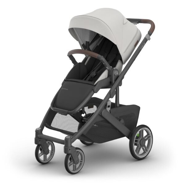 UPPAbaby Cruz V3 Stroller - from Birth + Car Seat Compatible - Full-Size. Reversible Seat - Infant Insert. Bug and Rain Shields Included - Savannah (Pearl Gray Jacquard/Carbon Frame/Chestnut Leather)
