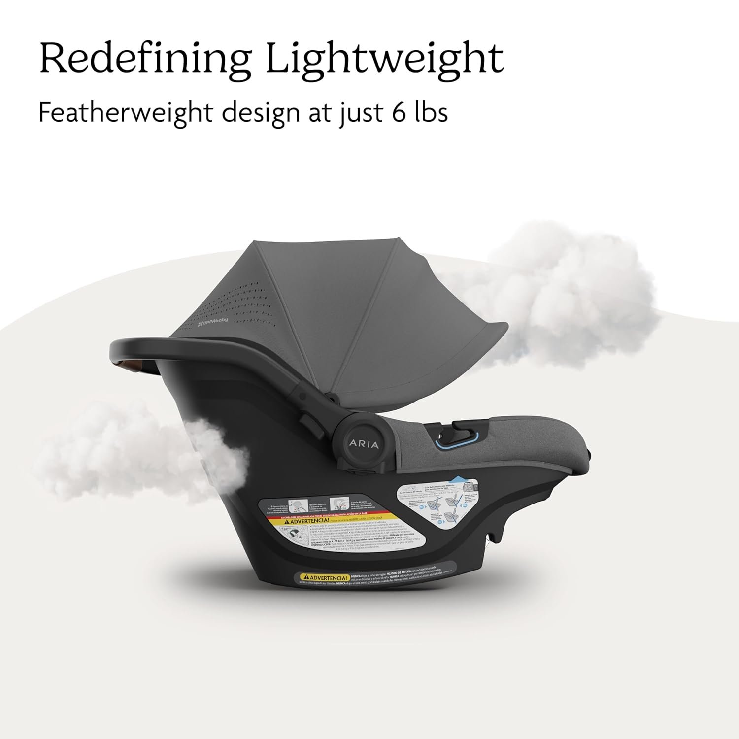 71D9wQgYwgL._SL1500_.jpg UPPAbaby Aria V2 Lightweight Infant Car Seat - Just Under 6 lbs - Base with Load Leg + Infant Insert + All-Weather FootCover Included - Direct Stroller Attachment - Greyson (Charcoal Mélange) - Image 4