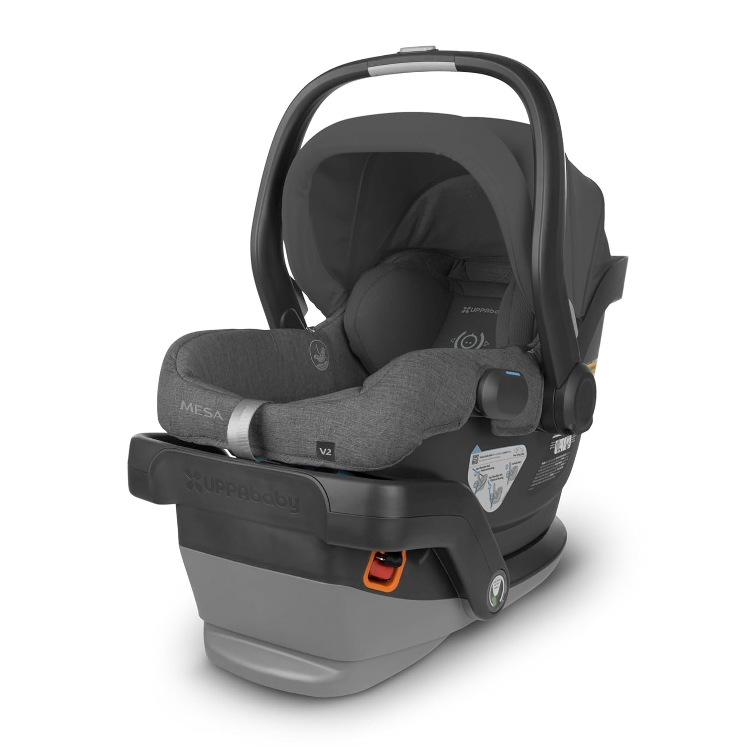 71E17T9OcZL._SL1500_.jpg UPPAbaby Mesa V2 Infant Car Seat/Easy Installation/Innovative SmartSecure Technology/Base + Robust Infant Insert Included/Direct Stroller Attachment/Greyson (Charcoal Mélange) - Image 1