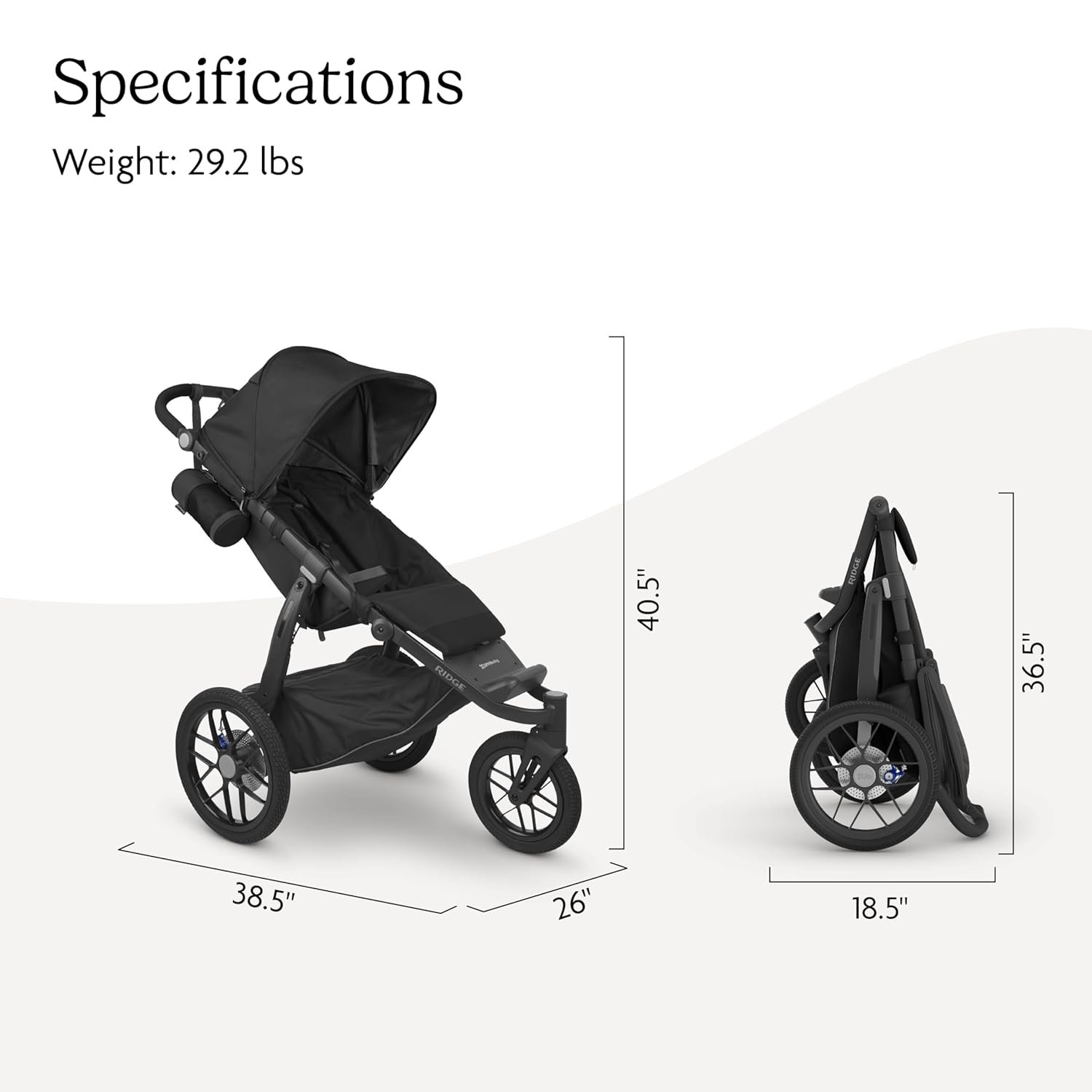 71FD8FaD3qL._SL1500_.jpg UPPAbaby Ridge Jogging Stroller/Durable Performance Jogger with Never-Flat Tires/Built for Walking. Running. Hiking/Water Bottle Holder and Basket Cover Included/Jake (Charcoal/Carbon Frame) - Image 7