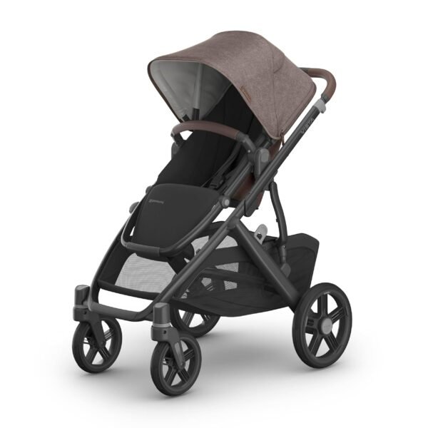 UPPAbaby Vista V3 Stroller - Full-Size Single-to-Double Stroller System - Toddler Seat. Bug Shield. Rain Shield. and Storage Bag Included - Owen (Mocha Mélange/Carbon Frame/Chestnut Leather)