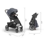 UPPAbaby Cruz V3 Stroller - from Birth + Car Seat Compatible - Full-Size. Reversible Seat - Infant Insert. Bug and Rain Shields Included - Julian (Dusty Blue Mélange/Carbon Frame/Chestnut Leather) - Image 7