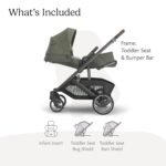 UPPAbaby Cruz V3 Stroller - from Birth + Car Seat Compatible - Full-Size. Reversible Seat - Infant Insert. Bug and Rain Shields Included - Evelyn (Meadow Green/Graphite Frame/Chestnut Leather) - Image 2
