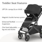 UPPAbaby Cruz V3 Stroller - from Birth + Car Seat Compatible - Full-Size. Reversible Seat - Infant Insert. Bug and Rain Shields Included - Jake (Charcoal/Carbon Frame/Black Leather) - Image 5