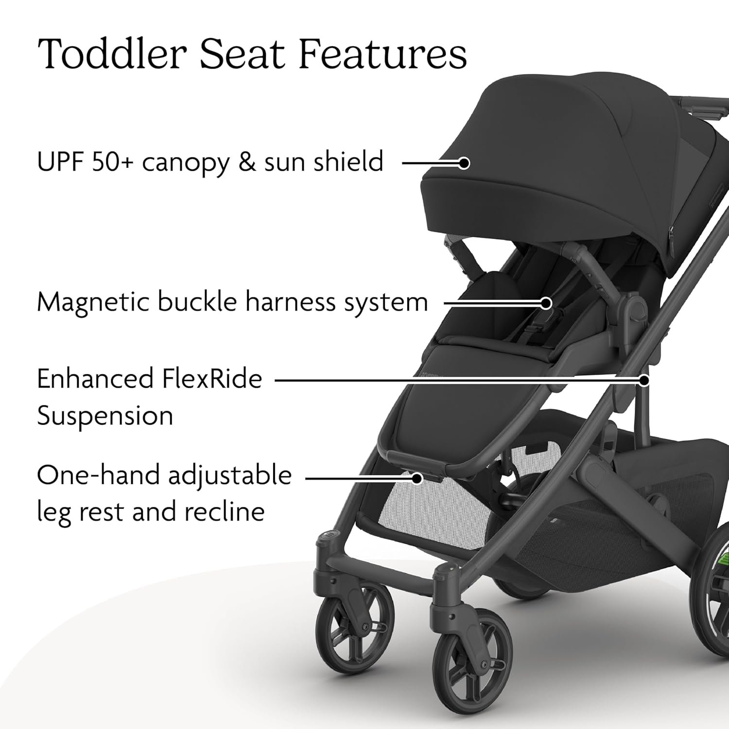 71KcN2aV52L._SL1500_.jpg UPPAbaby Cruz V3 Stroller - from Birth + Car Seat Compatible - Full-Size. Reversible Seat - Infant Insert. Bug and Rain Shields Included - Jake (Charcoal/Carbon Frame/Black Leather) - Image 5