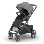 UPPAbaby Cruz V3 Stroller - from Birth + Car Seat Compatible - Full-Size. Reversible Seat - Infant Insert. Bug and Rain Shields Included - Greyson (Charcoal Mélange/Carbon Frame/Saddle Leather)