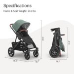 UPPAbaby Vista V3 Stroller - Full-Size Single-to-Double Stroller System - Toddler Seat. Bug Shield. Rain Shield. and Storage Bag Included - Gwen (Green Mélange/Carbon Frame/Saddle Leather) - Image 7