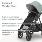 UPPAbaby Vista V3 Stroller - Full-Size Single-to-Double Stroller System - Toddler Seat. Bug Shield. Rain Shield. and Storage Bag Included - Kenzi (Mystic Aqua/Carbon Frame/Saddle Leather) - Image 5