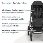 UPPAbaby Travel System - Vista V3 Stroller + Mesa V2 Infant Car Seat Combo - Toddler Seat. Rain Shield. Bug Shield. Storage Bag. Car Seat. Base + Infant Insert Included - Jake (Charcoal) - Image 5