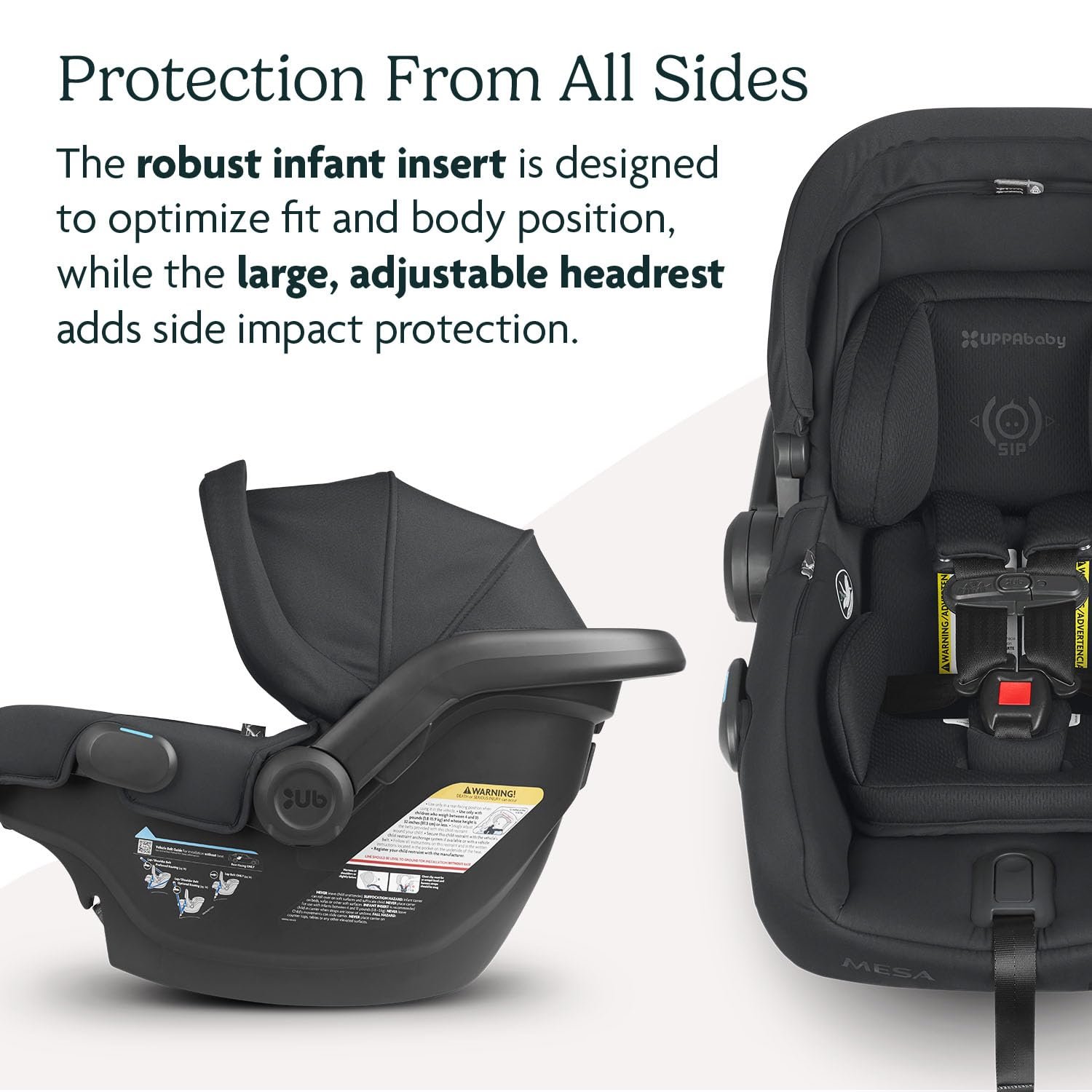 Version 1.0.0 UPPAbaby Travel System - Vista V3 Stroller + Mesa V2 Infant Car Seat Combo - Toddler Seat. Rain Shield. Bug Shield. Storage Bag. Car Seat. Base + Infant Insert Included - Jake (Charcoal) - Image 6