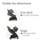 UPPAbaby Minu Duo Side-by-Side Double Stroller - Lightweight + Compact Design for Travel - Easy Fold- From Birth to Toddler - Independent Recline -Greyson(Charcoal Mélange/Carbon Frame/Saddle Leather) - Image 6