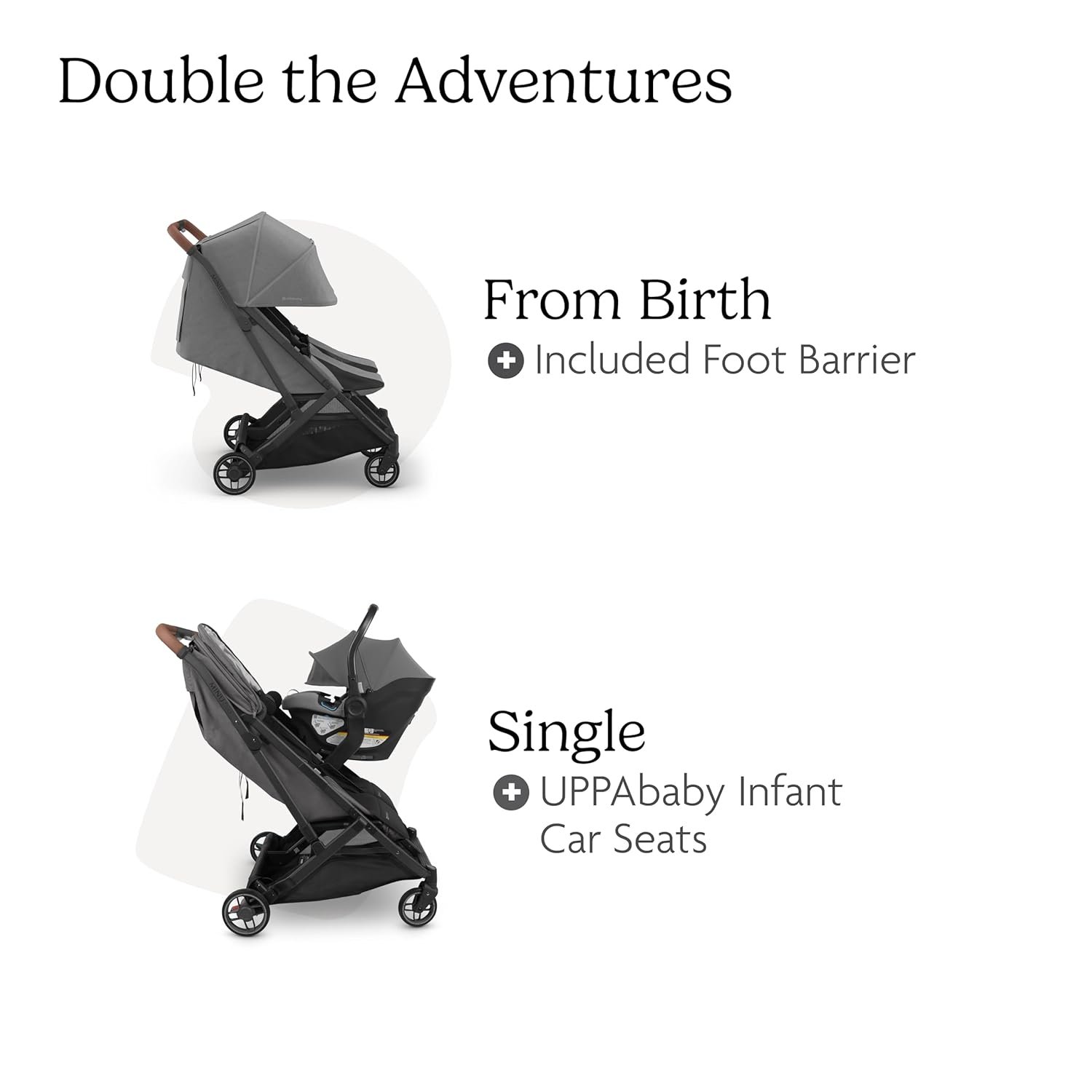 71NlPl27q2L._SL1500_.jpg UPPAbaby Minu Duo Side-by-Side Double Stroller - Lightweight + Compact Design for Travel - Easy Fold- From Birth to Toddler - Independent Recline -Greyson(Charcoal Mélange/Carbon Frame/Saddle Leather) - Image 6