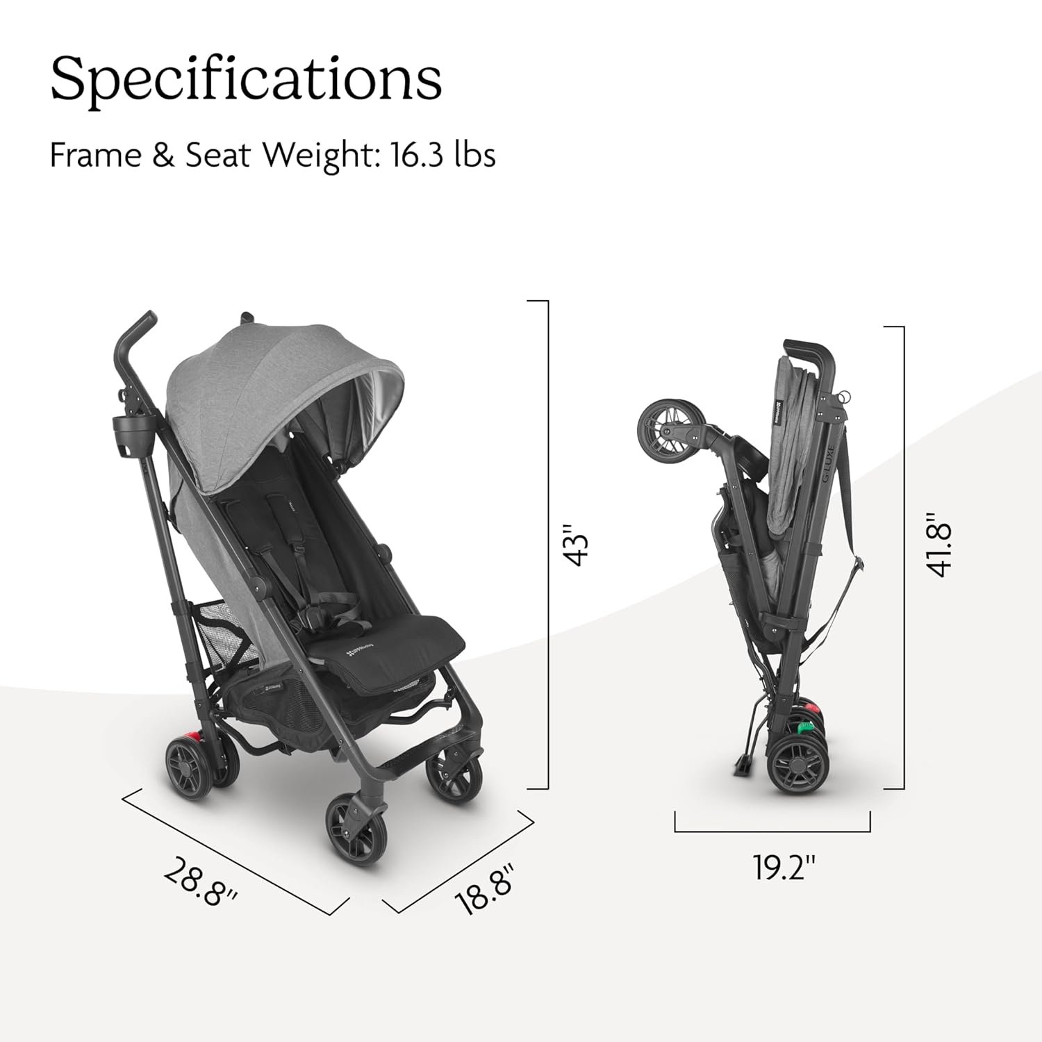 71NusYbucUL._SL1500_.jpg UPPAbaby G-Luxe Umbrella Stroller/Lightweight Design for Easy Travel/One-Step Fold + Recline/XL Basket + Canopy/Cup Holder Included/Greyson (Charcoal Mélange/Carbon Frame) - Image 7
