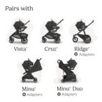 UPPAbaby Aria V2 Lightweight Infant Car Seat - Just Under 6 lbs - Base with Load Leg + Infant Insert + All-Weather FootCover Included - Direct Stroller Attachment - Jake (Charcoal/Black Leather) - Image 6