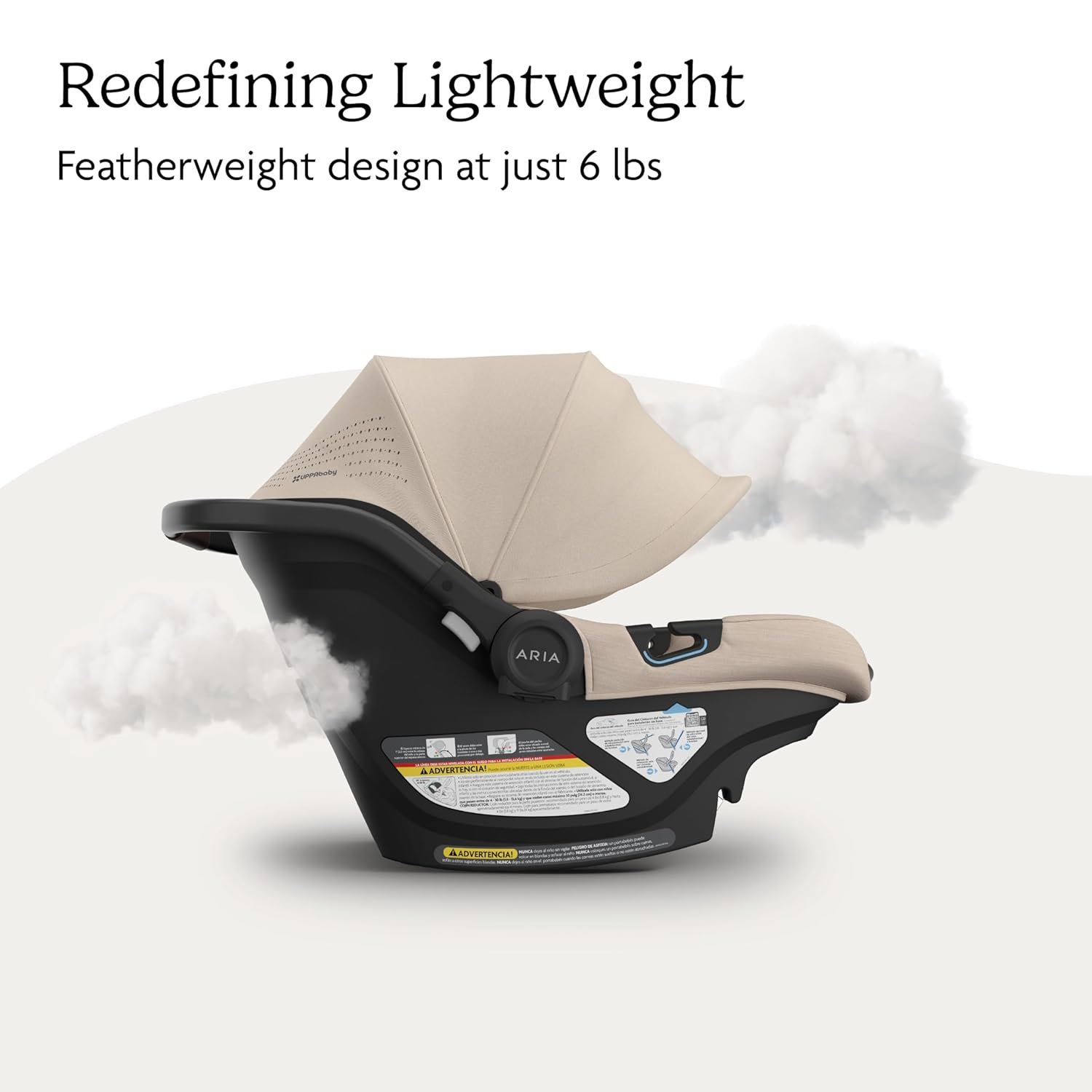71PcwTNi5JL._SL1500_.jpg UPPAbaby Aria V2 Lightweight Infant Car Seat - Just Under 6 lbs - Base with Load Leg + Infant Insert + All-Weather FootCover Included - Direct Stroller Attachment - Declan (Oat Mélange) - Image 4